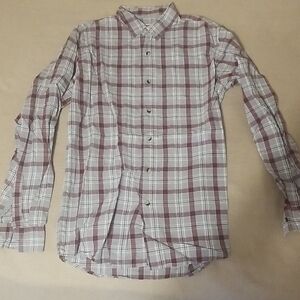 Men's Plaid Button-Up Shirt - Red and White